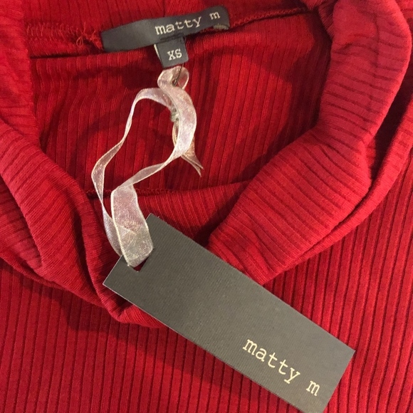 MATTY M Ribbed Cowl Neck Snap Side Sweater Top Red - Picture 3 of 4